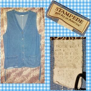 Stampede brand Medium Blue Wash Denim Soft Woven Tunic Vest Sz 2X(18/20/22)